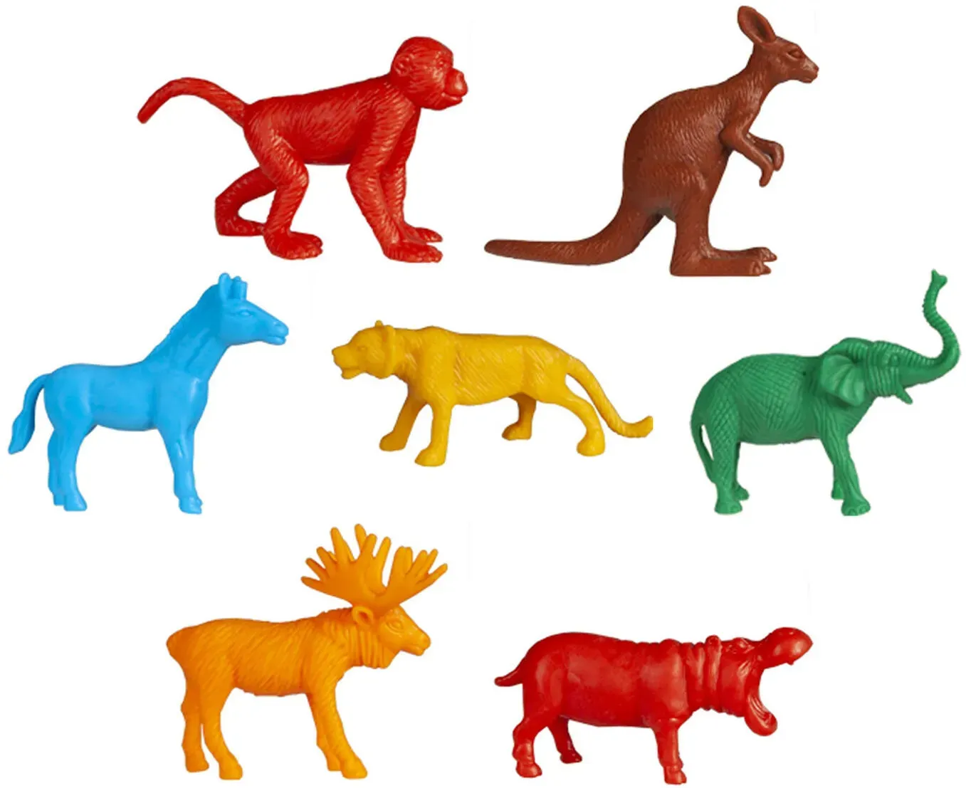 Wildtiere, bunt, ca. 6 cm, 12 Motive, 45 Stk.