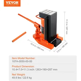 Vevor Hydraulischer Wagenheber, 5 t Hebebühne auf der Spitze, 10 t Hubkapazität an der Spitze, 20-173 mm Zehenhöhe, 287-440 mm obere Höhe, Lufthydraulischer Klauenwagenheber für Maschinen