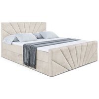 ALTDECOR Boxspringbett MILTIO-Z, Polsterbett mit Kopfteil, Bettkasten, Fußteil - Hart (H4) Matratze - 160x200 - Taupe Samt