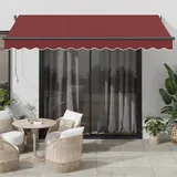 vidaXL Markise Manuell mit LED Weinrot 350x250 cm, Markisen, Markise ausfahrbar, Manuelle Markise, Markise einziehbar, Markise manuell