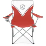 BRISA Board Masters VW Collection - Volkswagen Faltbarer Camping-Klapp-Faltstuhl mit Getränkehalter im T1 Bulli Bus Design 85 cm (Front/Rot & Weiß, One Size)