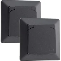 ChiliTec MILOS Schutzkontakt-Steckdose IP44, 250V/ 16A, inkl. Rahmen, UP, Anthrazit, 2 Stk