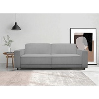 Dorel Home 3-Sitzer Allie Schlafsofa 225 cm, Bett-Funktion (108/190cm), trendiger Cord o. pflegeleichter Velours grau