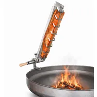 Flammlachsbrett Edelstahl Flameboard 600x180 mm für Jede Feuerschale, stufenloser Garwinkel, Bedienung außerhalb Hitzezone, drehbar zum Garen Aller Seiten.