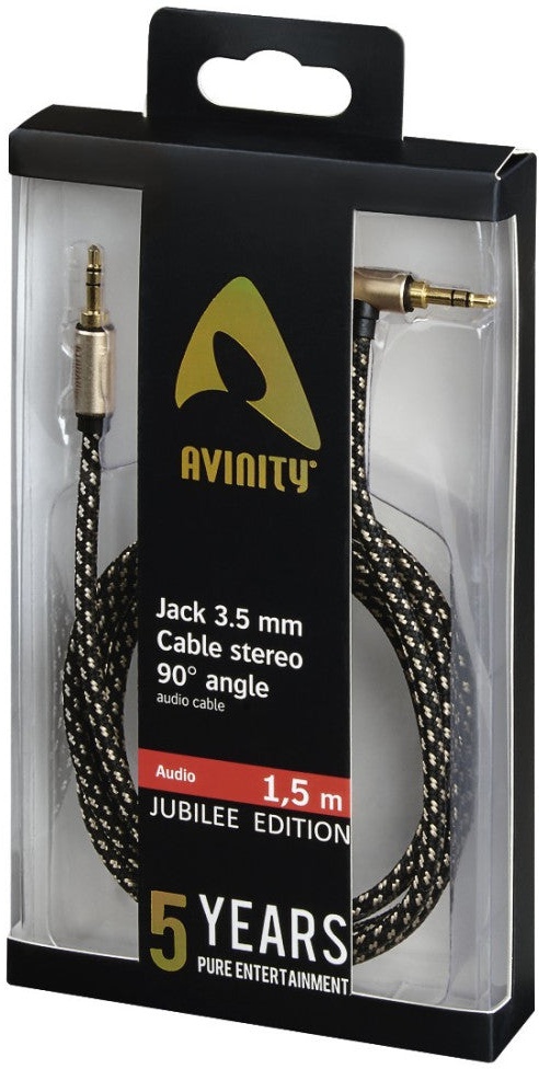 Audio-Kabel, 3,5-mm-Klinken-Steck./Steck. 90°, Stereo, Gewebe, verg., 1,5 m (127175)
