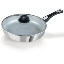 GENIUS Bratpfanne CERAFIT STEEL Keramik-Beschichtung 28 cm mit Glasdeckel