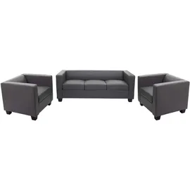 MCW 3-1-1 Couchgarnitur Lille ~ Kunstleder, dunkelgrau
