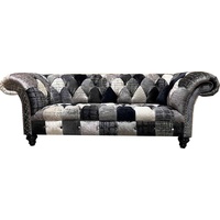 JVmoebel Chesterfield-Sofa, Sofa Chesterfield Klassisch Design Wohnzimmer Dreisitzer Samt grau