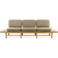 Konsimo Sofa ATREDA Gartensofa 3-Sitzer, mit beideseitig Ablagen, hergestellt in der EU, Massivholz Esche, mit integriertem Tisch beige