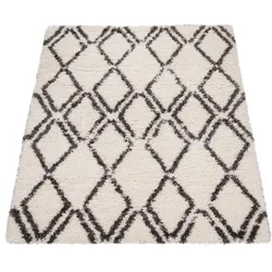 Hochflor-Teppich PACO HOME "Maghreb 77", beige, B:160cm H:44mm L:230cm, Polyester, Teppiche, modernes Rauten Design, weich und flauschig