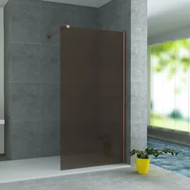 Belvit Duschwand Duschabtrennung Bronze mit Kupferprofil 8mm 90x200cm - Bronze