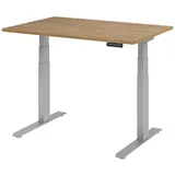 Hammerbacher XDKB12 elektrisch höhenverstellbarer Schreibtisch nussbaum rechteckig, C-Fuß-Gestell silber 120,0 x 80,0 cm