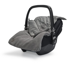 Jollein Fußsack Basic Knit Stone Grey - Für Babyschale Kinderautositz Gruppe 0+ und Kinderwagen - Für 3-Punkt- und 5-Punkt-Gurt - Strickmuster und Fleece Futter - Grau