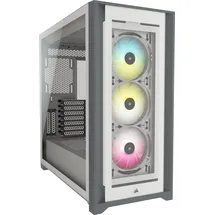 Corsair iCUE 5000X RGB Mid-Tower-ATX-PC-Smart-Gehäuse mit Gehärtetem Glas (Vier Paneele aus Gehärtetem Glas, RapidRoute-Kabelführungssystem, Drei Inbegriffene 120-mm-RGB-Lüfter) Weiß, CC-9011213-WW
