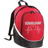 multifanshop Rucksack - Düsseldorf - Herzschlag rot/schwarz, Größe one size
