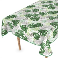 Wachstuchtischdecke Wachstischdecke Tischdecke abwaschbar Gartentischdecke Wachstuch Eckig rund oval 160 x 120cm mit Saum Palmenblätter Grün