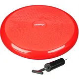 Relaxdays 9 x Balance Kissen, 140 kg Maximalgewicht, Balance Pad mit Luftpumpe, Ballsitzkissen mit Noppen, Fitness Kissen, rot