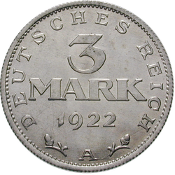 Weimarer Republik 3 Mark 1922-1923