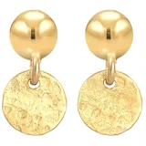 ELLI PREMIUM Ohrstecker Kugel Plättchen Antique 375 Gelbgold 375 onesize