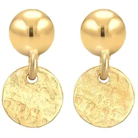 ELLI PREMIUM Ohrstecker Kugel Plättchen Antique 375 Gelbgold 375 onesize
