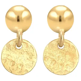 ELLI PREMIUM Ohrstecker Kugel Plättchen Antique 375 Gelbgold 375 onesize