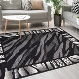Mazovia Modern Teppich - Kurzflor - Teppich für Wohnzimmer, Schlafzimmer, Esszimmer - ÖKO-TEX Wohnzimmerteppich, Robust und pflegeleicht, Niedrige Florhöhe – Teppiche - grau schwarz 160 x 230 cm