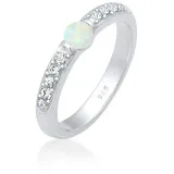 ELLI PREMIUM Verlobungsring Glas Kristalle Synthetischer Opal 925 Sterling Silber silberfarben 52 mm