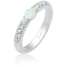 ELLI PREMIUM Verlobungsring Glas Kristalle Synthetischer Opal 925 Sterling Silber silberfarben 52 mm