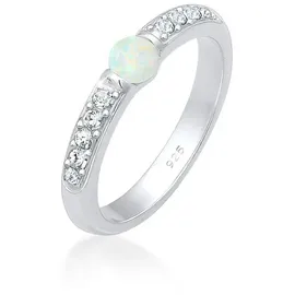 ELLI PREMIUM Verlobungsring Glas Kristalle Synthetischer Opal 925 Sterling Silber silberfarben 52 mm