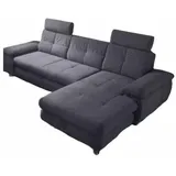 ed exciting design Alba Ecksofa, 274x177 cm, Anthrazit, Ausführung:Rechts - Grau