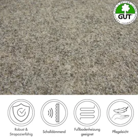 Andiamo Teppichboden ANDIAMO "Invita, Nadelvlies, Gesamthöhe 5 mm, Luxusklasse LC1", beige (sand), B:400cm L:350cm, Kunstfaser, Teppiche, melierte Optik, Breite 200 cm oder 400 cm, robust & strapazierfähig