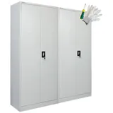 Proregal Flügeltürenschrank Aktenschrank 180x160x40 cm Silber