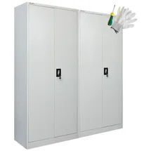 Proregal Mega Deal 2x Flügeltürenschrank ELEPHANT komplett montiert abschließbar 180x80x40cm Kleiderstange Stahlschrank Lichtgrau