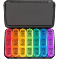 Tablettenbox 7 Tage - Pillendose 3 Fächer Schwarz