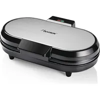 Bestron Doppel-Waffeleisen für klassische Herzwaffeln, Waffeleisen, Schwarz, Silber