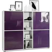 Vladon Highboard, Brombeere, 130.5x105.5x35.5 cm, Wohnzimmer, Kommoden & Sideboards,