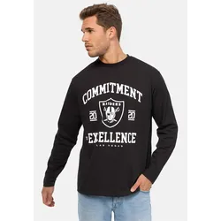 Sweatshirt RECOVERED "NFL Raiders Commitment To Excellence Relaxed", Herren, Gr. L, schwarz, 100% Baumwolle, bedruckt, casual, normal, Rundhals, Sweatshirts, im lockeren Schnitt