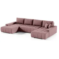 Fun Möbel Wohnlandschaft Sofa mit Schlaffunktion VOGAR Stoff Aulla Altrosa - Rosa