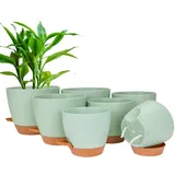 CSYY Kunststoff Blumentopf mit Bewässerungssystem, 7er-Set Rund Pflanzkübel für Innen und Balkon Garten Pflanzen Sukkulenten Kaktus