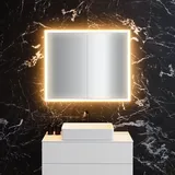 Neoro n60 Spiegelschrank B: 100 cm mit 2 Türen, mit umlaufender Beleuchtung, für die Schweiz, BN0501MI,