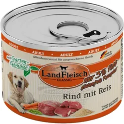 LandFleisch Hund Classic Rind mit Reis &gartengemüse extra mager 6x195g