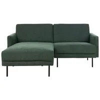 BELIANI Ecksofa Dunkelgrün Stoff Rechtsseitig 2-Sitzer Sofa mit Schwarzen Metallfüßen Glamour Modern Wohnzimmer Büro Arbeitszimmer Wohnküche E... - Grün/Schwarz