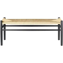 FDB Møbler J83B Bank, buche schwarz / naturgeflecht
