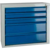 Proregal Schubladenschrank Kobra mit 5 Schubladen HxBxT 60x70x43,5cm | Lichtgrau/Blau