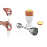 Maximex Eierköpfer Mod. eleganter Küchenhelfer aus rostfreiem Edelstahl für sauber geköpfte Frühstückseier spülmaschinengeeignet intelligentes Küchengerät für den Haushalt Maße 13,8 x 4,1 cm Silber