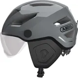 ABUS Pedelec 2.0 ACE - Fahrradhelm mit Rücklicht, Visier, Regenhaube, Ohrenschutz - für Damen und Herren - Grau, Größe M​