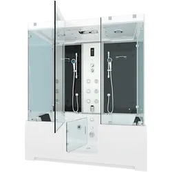 AcquaVapore Kombination Badewanne Dusche K88-SW-EH-B-SC-EA Duschtempel 180x100 cm aktive Schlauch-Reinigung