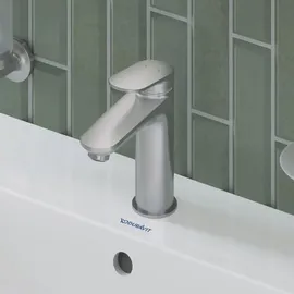 Duravit Wave Waschtischarmatur WA1020002070, Ausladung 122 mm, ohne Ablaufgarnitur, Edelstahl gebürstet