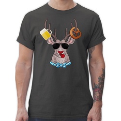 Shirtracer T-Shirt Oktoberfest Hirsch Mode für Oktoberfest Herren grau M