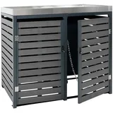 MCW 2er-/4er-Mülltonnenverkleidung MCW-K14, Mülltonnenbox Pflanzkasten, 124x146x102cm WPC Metall 90kg ~
